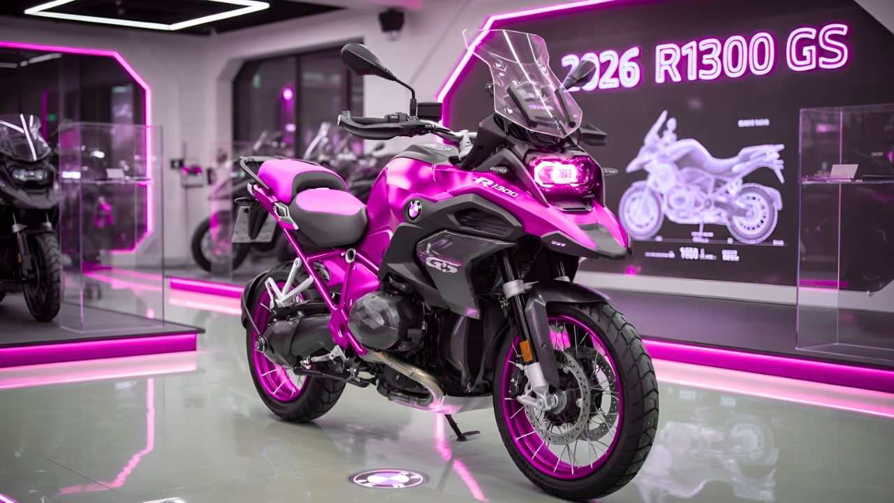 BMW R1300GS: Moto Aventurera en Color Rosa Neón
